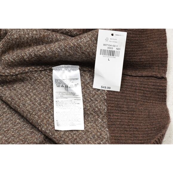 Old Navy Sweater Mens Large Brown Collared Pullover Cotton Blend Casual Knit New - Picture 8 of 8